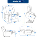 Up To 350 Lbs Chenille Power Lift Recliner Chair, Heavy Duty Motion Mechanism With 8 Point Vibration Massage And Lumbar Heating, Usb And Type C Ports, Stainless Steel Cup Holders, Blue White Metal Primary Living Space Heavy Duty Pine Blue Chenille Power