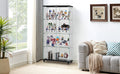 4 Tier Glass Display Cabinet, Double Door Glass Cabinet With Two Locks, Floor Standing Storage Cabinet With 6 Acrylic Shelves For Living Room, Bedroom And Office, Black, 31.5