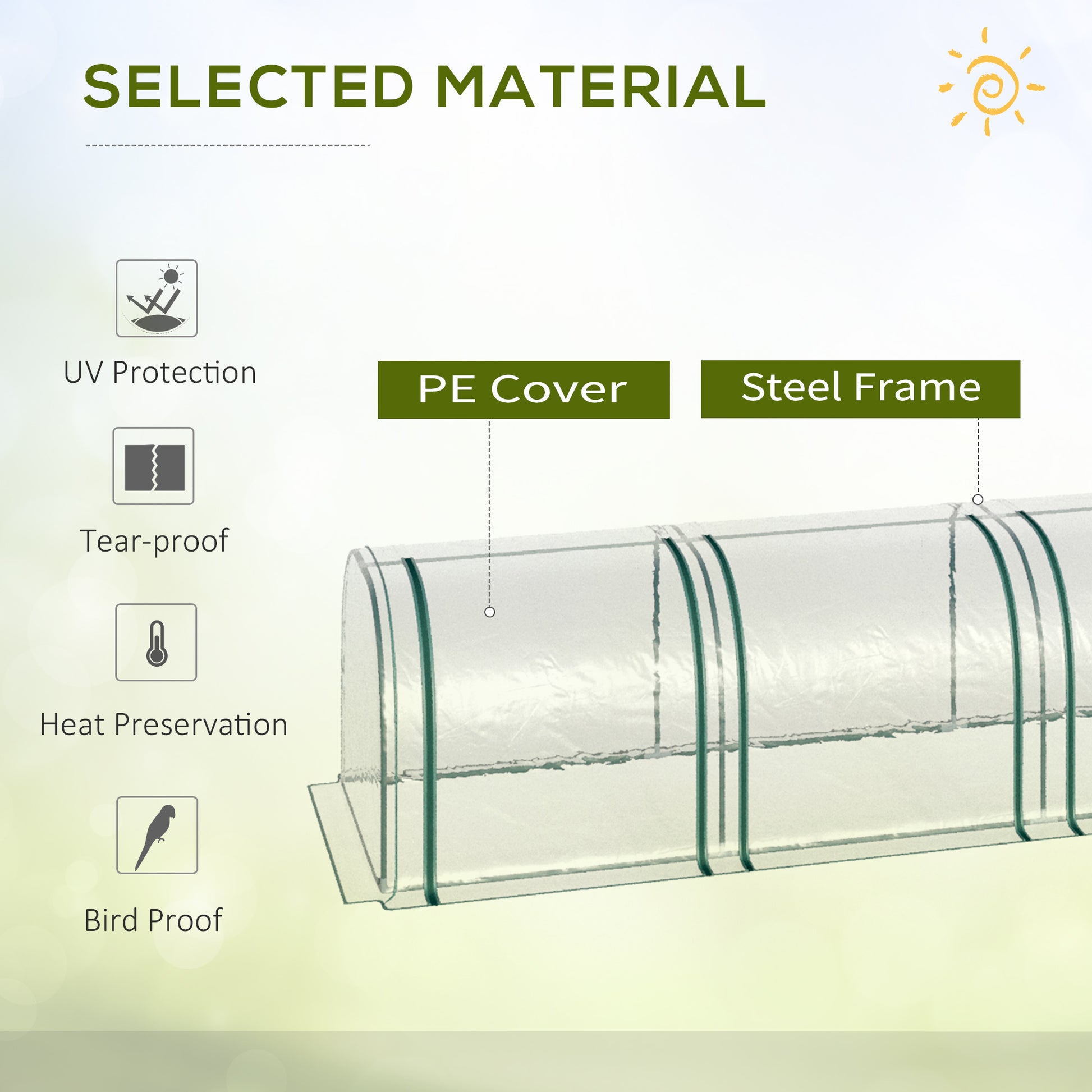 Outsunny 10' X 3' X 2.5' Mini Greenhouse, Portable Tunnel Green House With Roll Up Zippered Doors, Uv Waterproof Cover, Steel Frame, Clear Clear Pvc