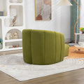 Coolmore Accent Chair With Ottoman, Mid Century Modern Barrel Chair Upholstered Club Tub Round Arms Chair For Living Room Bedroom Office Olive Green Velvet Olive Green Foam Velvet