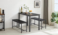 Dining Table Set, Bar Table With 2 Dining Benches, Kitchen Table Counter With Chairs, Industrial For Kitchen Breakfast Table, Living Room, Party Room, Black43.3 L X23.6 W X 29.9 H Black Particle Board
