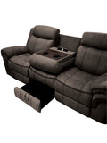 87 Inch 3 Seater Reclining Sofa, Velvet, Espresso Brown Brown Wood Metal