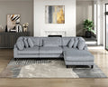 Living Room Furniture 4 Piece Modular Sectional Sofa Set Gray Corduroy Soft Cushion Pillows Solid Wood Legs Gray Corduroy Wood Primary Living Space Contemporary,Modern Modular Plywood,Solid Wood 4