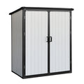 5X3Ft Outdoor Storage Shed Waterproof Resin Cabinet With Lockable Doors For Bikes And Patio Furniture Black Plastic