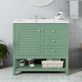 36'' Bathroom Vanity With Undermount Sink, Free Standing Vanity Set With 2 Drawers& Soft Closing Doors, Bathroom Storage Cabinet With Solid Wood Feet, Green 2 Green 1 1 Adjustable Hinges Bathroom Freestanding Modern Solid Wood Mdf Resin Painted