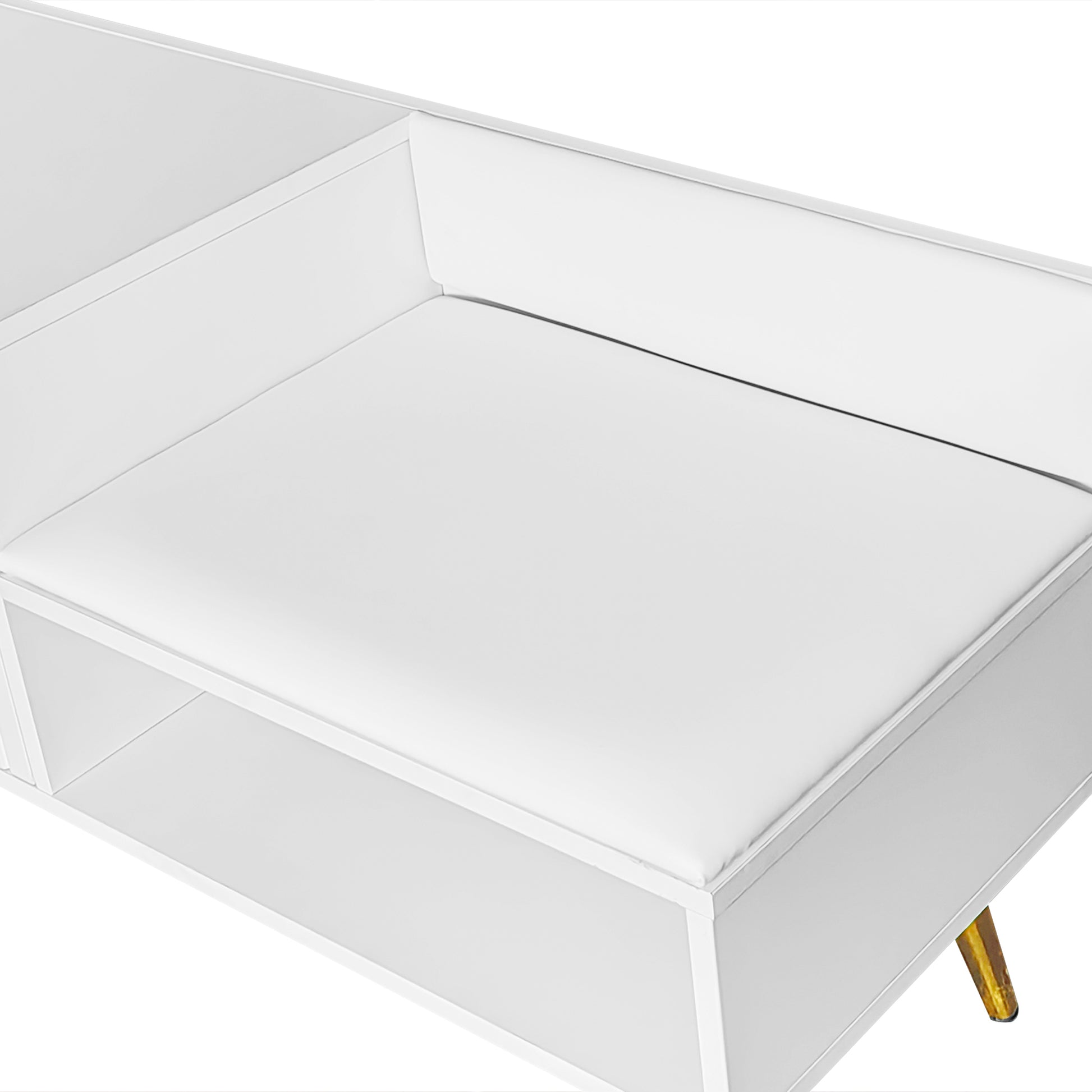 Modern Shoe Storage Bench With Hidden Storage And Upholstered Cushions For Bedside, Living Room And Entryway White White Mdf Metal