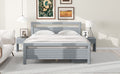 Queen Size Wooden Platform Bed With 2 Storage Drawers And 2 Bedside Tables, Gray Queen Gray Pine