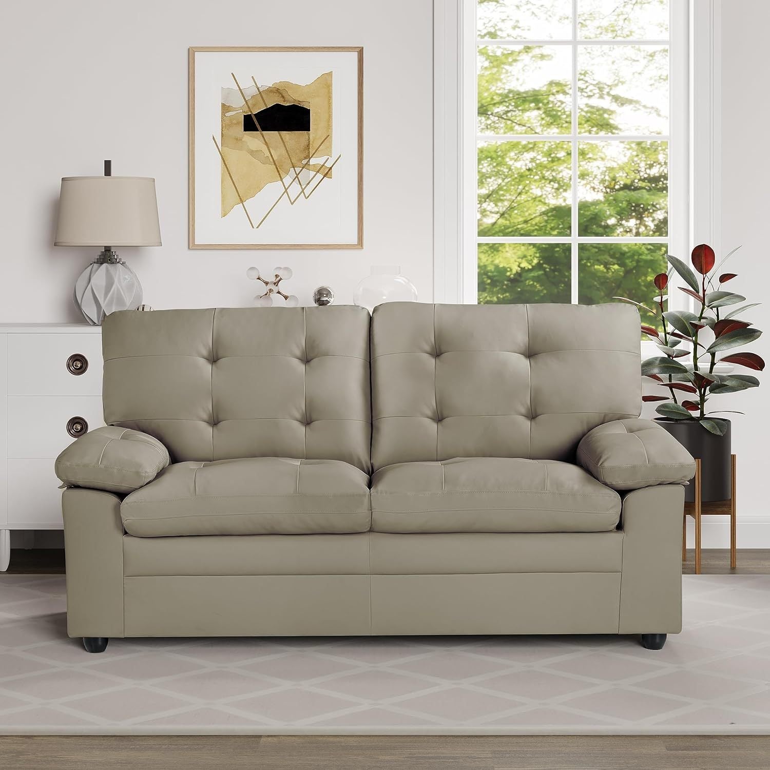 Apartment Beautiful Seat Love, 3 Seat, Grey Faux Leather Grey Pu 3 Seat