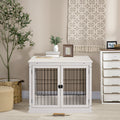 Pawhut Dog Crate Furniture, Small Dog Cage End Table With Two Opening Sides, Lockable Door, Puppy Kennel Indoor, Cute And Decorative, Pure White White Mdf