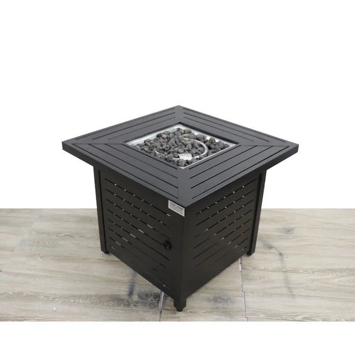 25'' H X 30'' W Steel Outdoor Fire Pit Table With Lid Black Garden & Outdoor Modern Stone Steel