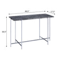 Grey And Chrome Rectangle Sofa Table Grey Silver Primary Living Space Rectangular Wood Metal