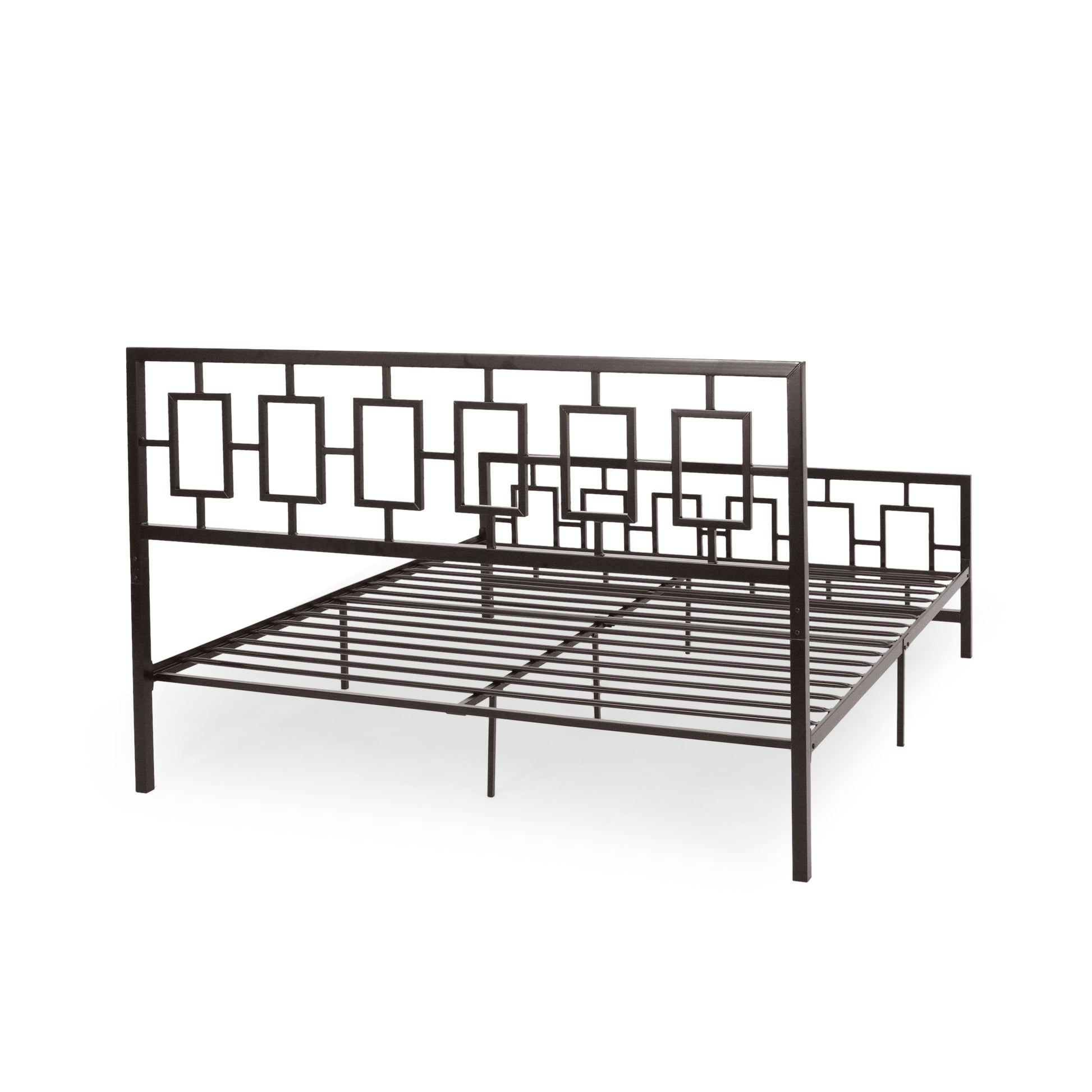 Classic King Size Metal Bed Frame With Vintage Headboard, No Box Spring Required, Under Bed Storage, Copper King Copper Iron