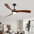 60 Inch 3 Blade Solid Wood Ceiling Fan Light Walnut American Design Solid Wood