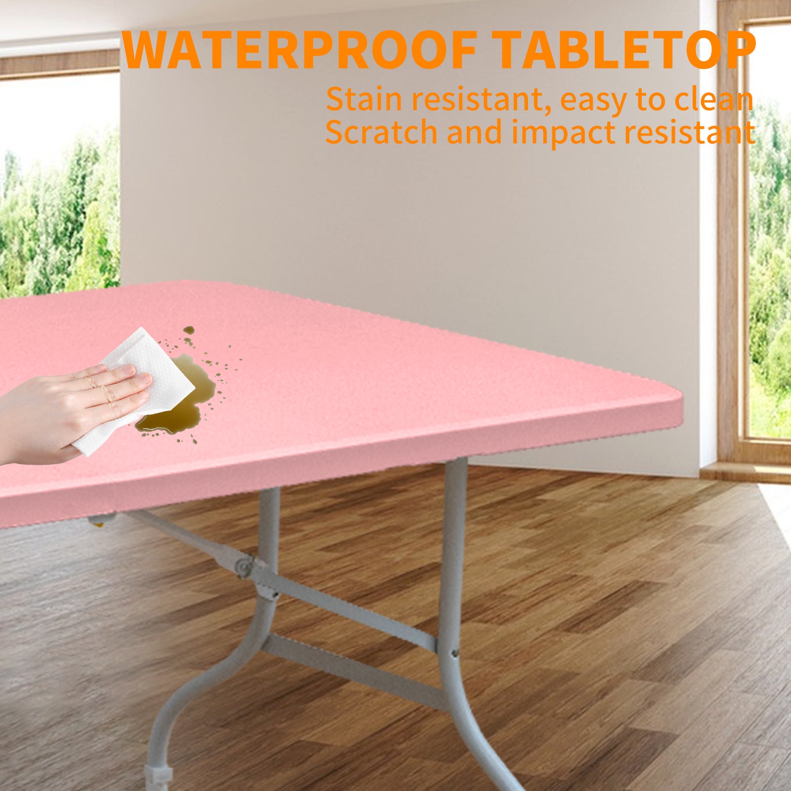 6Ft Pink Folding Table, Portable Plastic Table For Camping, Picnics, Parties, High Load Bearing Foldable Table Pink Garden & Outdoor Iron Plastic