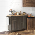 Homcom Triple Cabinet Rolling Kitchen Island On Wheels, Kitchen Cart With Storage Shelf Adjustment, Rolling Utility Cart With Wood Top, Towel Rack, Big Drawer, Distressed Brown Distressed Brown Wood