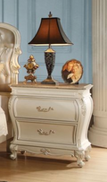Chantelle Pearl White Finish Nightstand W Granite Top White Synthetic Wood