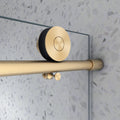 6076 Brushed Gold Frameless One Fixed And One Shifted Shower Door,70Mm 304 Stainless Steel Large Pulleys With Adjustable Soft Closing Function,With Nano Easy Cleaning,Stick Explosion Proof Menbrance