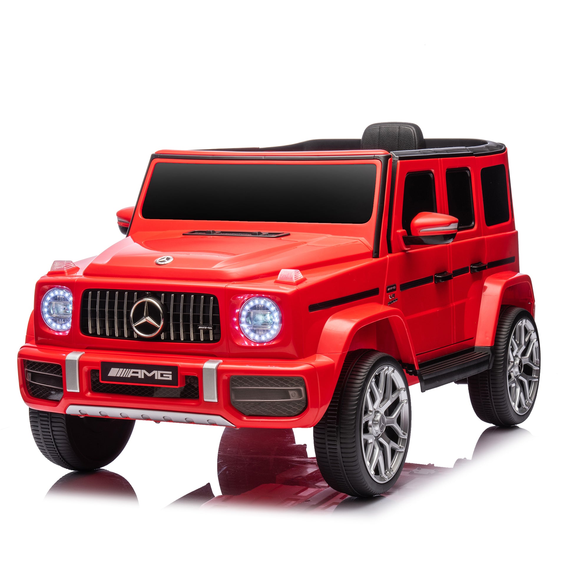 Licensed Mercedes Benz G63 Kids Ride On Car, 12V Electric Vehicle With Remote Control, Double Open Doors, Music, Bluetooth, Wheels Suspension, Battery Powered For Children Boy Girl Red Red Polyethylene