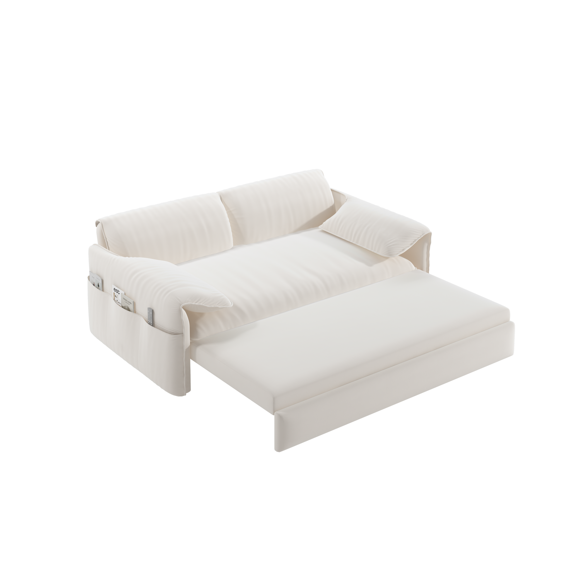 63.8" Queen Pull Out Sofa Bed, 3 In 1 Convertible Sleeper Sofa With Side Storage,Multi Functional Velvet Loveseat Bed For Living Room,Bedroom,Apartment,Office,Beige Old Sku:W1885122051 W1885P154637