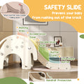 Qaba 3 In 1 Toddler Slide For Years 1 3, Kids Slide With Climber, Basketball Hoop, Elephant Shaped Indoor Slide, Cream White Cream White Hdpe