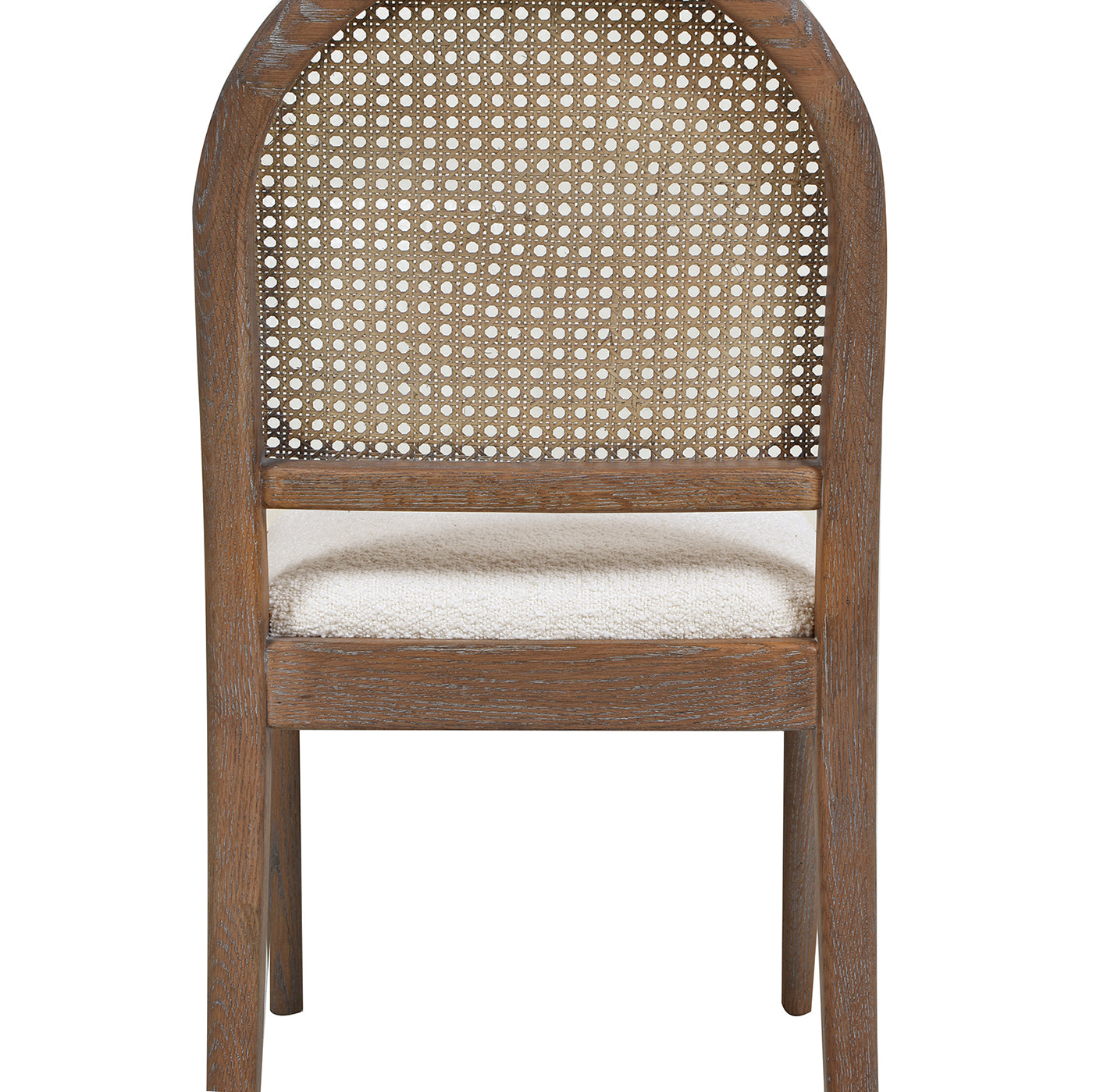 Panama 18.5" Curved Cane Rattan Side Dining Chair, Set Of 2, Ivory White Boucle White Foam Wood Fabric Rattan