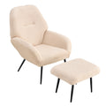 Light Luxury Single Sofa Modern Simple Living Room Balcony Leisure Sofa Chair,Beige Beige Sherpa 1 Seat