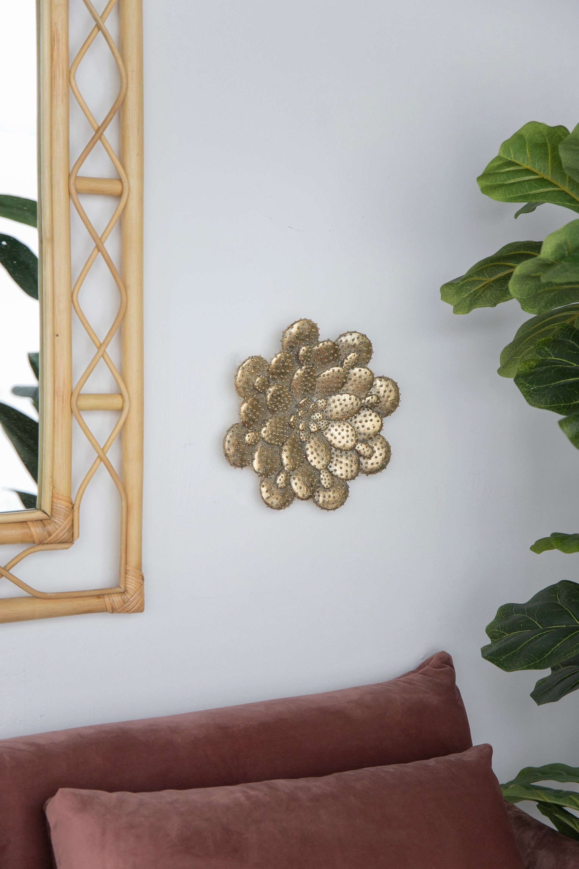 D10X1.6" Succulent Wall Plaque,2 Piece Gold Resin