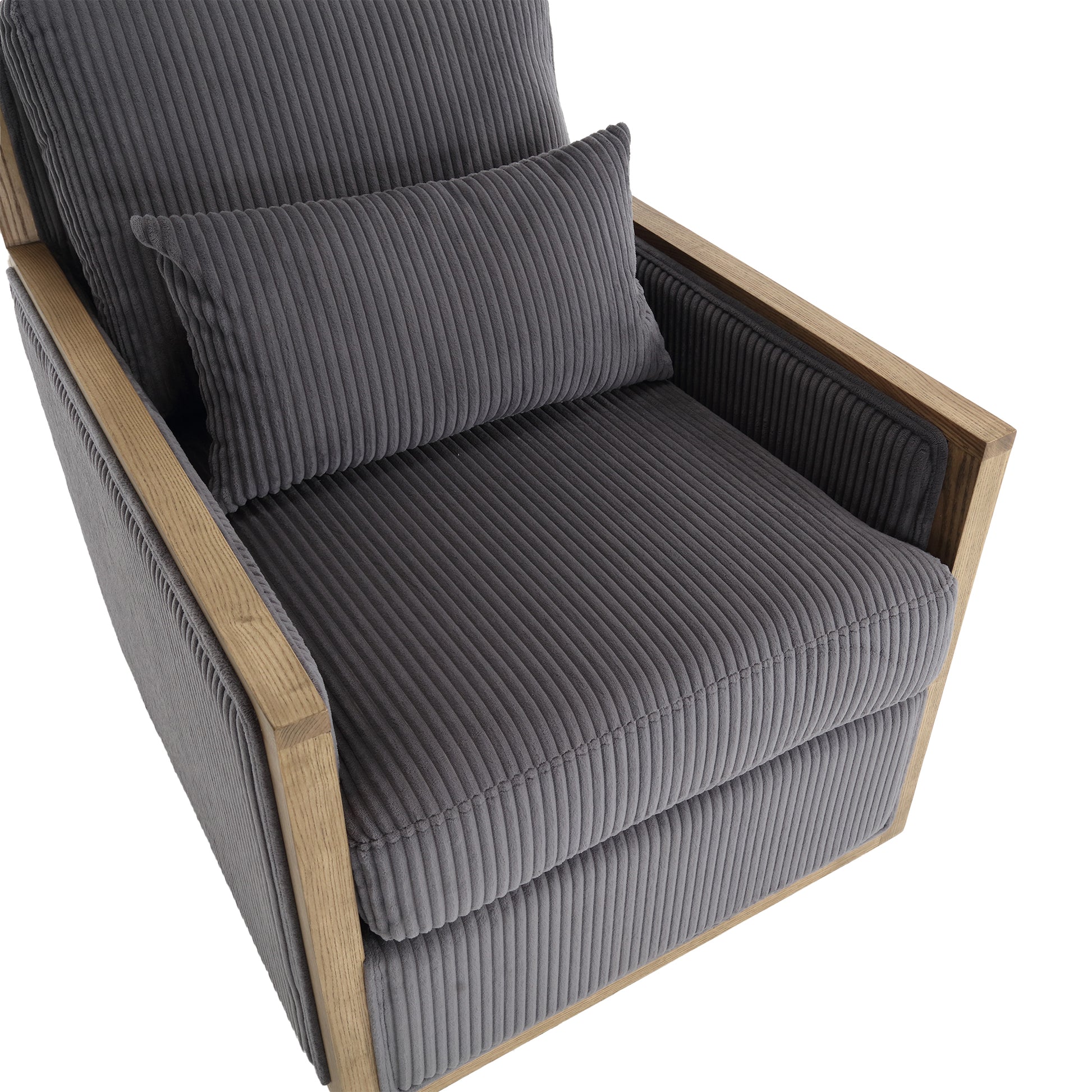 Coolmore Corduroy Swivel Barrel Chair, Comfy Accent Sofa Chair For Living Room, 360 Degree Swivel Barrel Club Chair, Leisure Arm Chair For Nursery, Hotel, Bedroom, Office, Lounge Dark Gray Dark Gray Primary Living Space Foam Corduroy