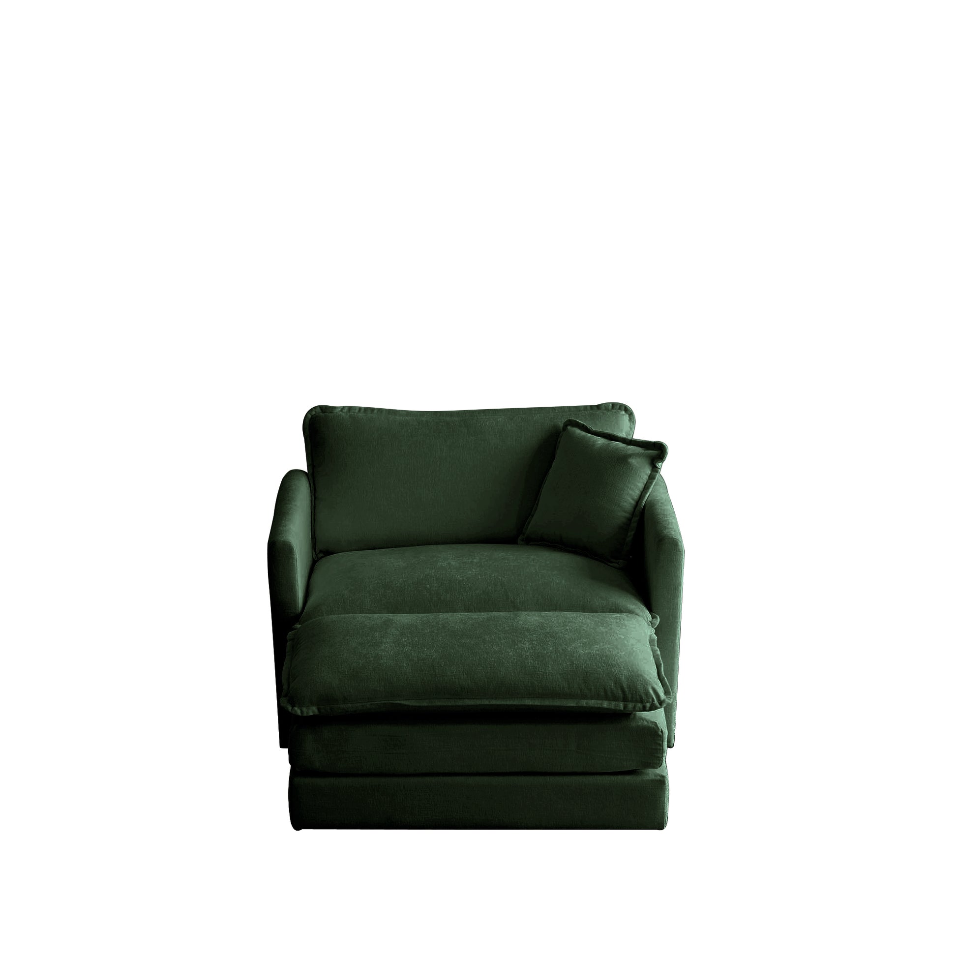 Modern Accent Chair With Ottoman, Living Room Club Chair Chenille Upholstered Armchairreading Chair For Bedroom, Green Chenille Green Chenille 1 Seat