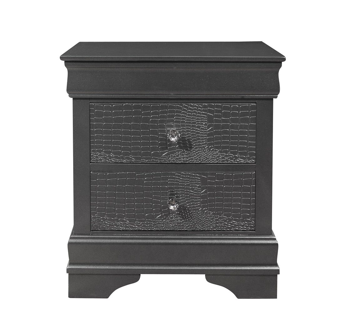 Shaker Crocodile Metallic Grey Nightstand Metallic Grey Solid Wood Mdf