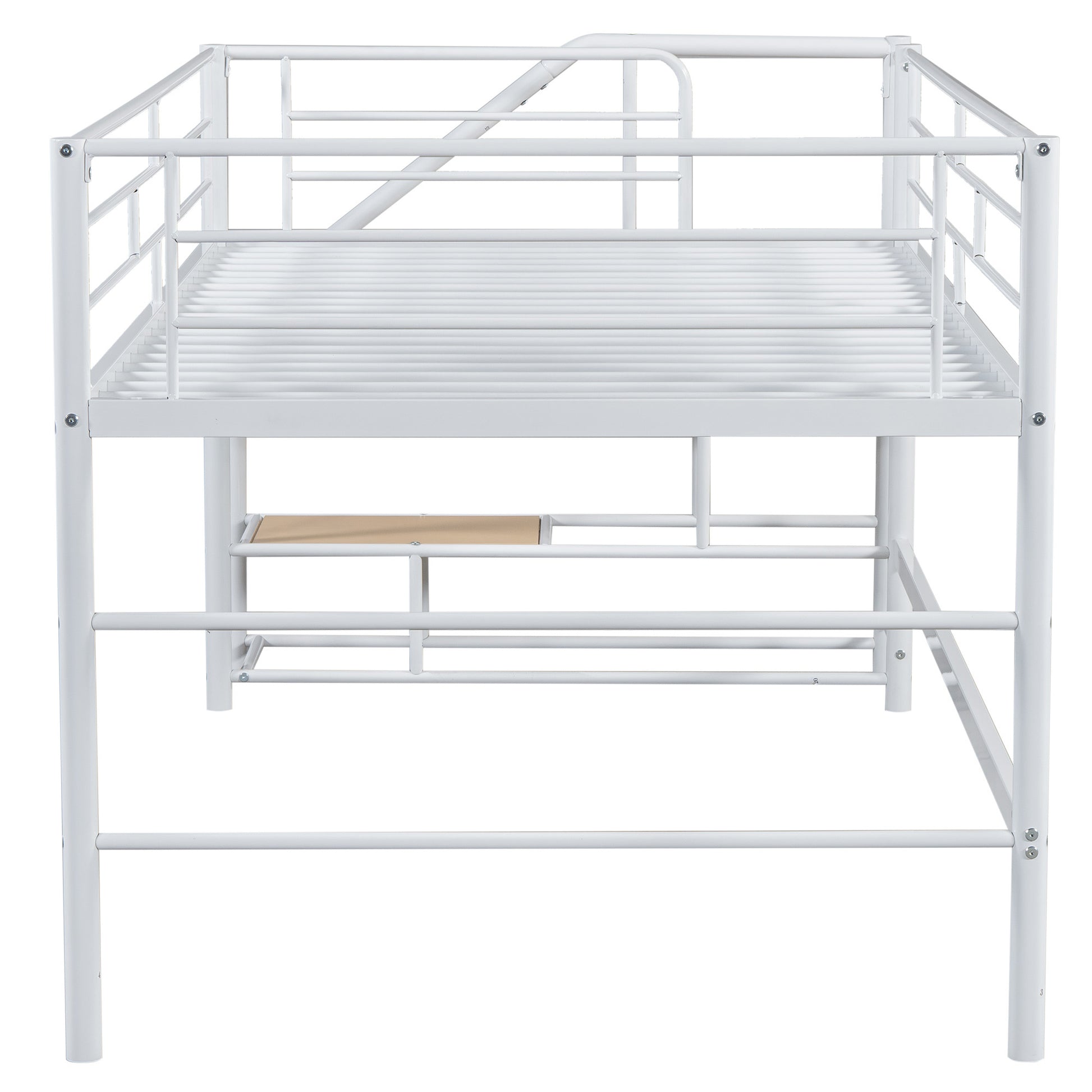 Mid Loft Bed With Storage Stairs, Twin, White Twin White Mdf Metal