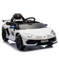 12V Kids Ride On Car W Parents Remote Control,Licensed Lamborghini Aventador Xago,Hydraulic Pressure Door,Slow Start,Early Education,Bluetooth,Adjustable Volume,Mp3,Usb,Led Lights For Kids Aged 3 8. White 50 99 Lbs Polypropylene