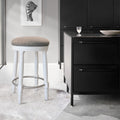 Bar Stools Set Of 2 White Color, 360 Degree Swivel, Accent Wooden Swivel Seat Counter Height Bar Stool, Grey Cushion Seat, Barstool Perfect For Dining And Living Room Height 26
