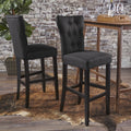 Barstool2Pcs Set Dark Grey Wood Fabric