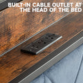 Black Queen Metal Bed Frame With Upholstered Headboard And Footboard And Iron Slats, Rustic Bed Base, Heavy Duty Platform Bed Frame,12 Inch Underbed Storage No Springs Required Box Spring Required Queen Black Dark Walnut Metal Brown Bedroom
