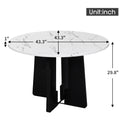 Round Dining Table For 4, 43 Inch Faux Marble Top, Mid Century Modern Round Dining Table For Cafes, Restaurants, Bars, Home Offices And Conference Rooms Black White Black Dining Room American