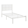 1Pc Twin Platform Bed, Metal Frame White Finish Faux Cane Panel Headboard Casual Coastal Bedroom Furniture, Bed In A Box Box Spring Not Required Twin White Metal Bedroom Casual,Coastal Metal