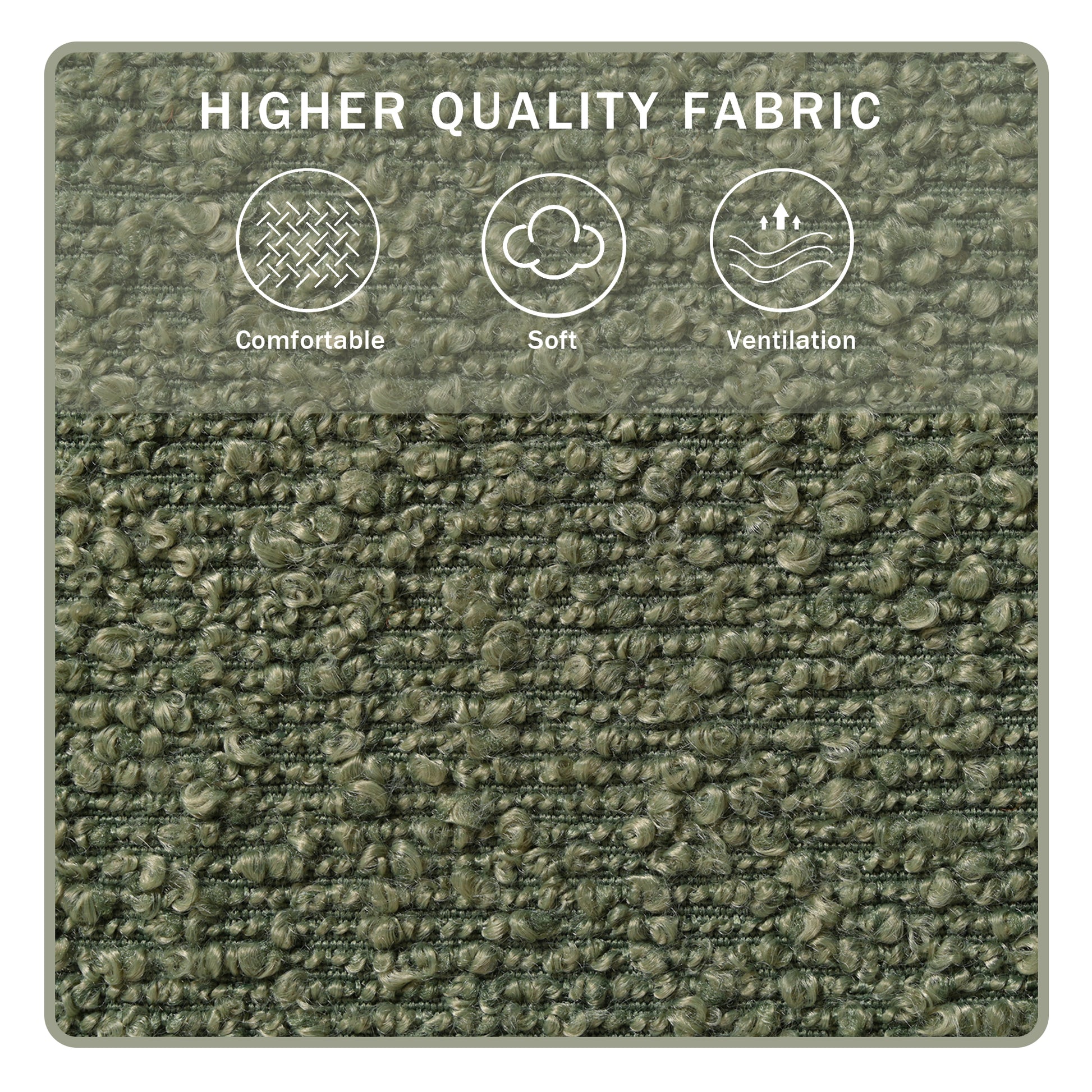 Mirod Sleek Right Angle Armrests, Ergonomic Lumbar Support, Square Wooden Block Legs, Inclined Seat For Comfort, Artistic Statement Piece For Living Room,Bedroom And Study Green Boucle