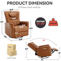 Yellow Brown Leatheraire Swivel And Rocker Power Recliner Chair With Lumbar And Neck Support Pillow, Heavy Duty Motion Mechanism With Usb And Type C Yellow Brown Faux Leather Power Push Button Metal Primary Living Space Medium Firm Tight Back Heavy Duty