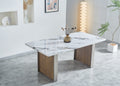 Elegant Marble Mdf Dinning Table For 6 Or 8, Rectangular 70.8