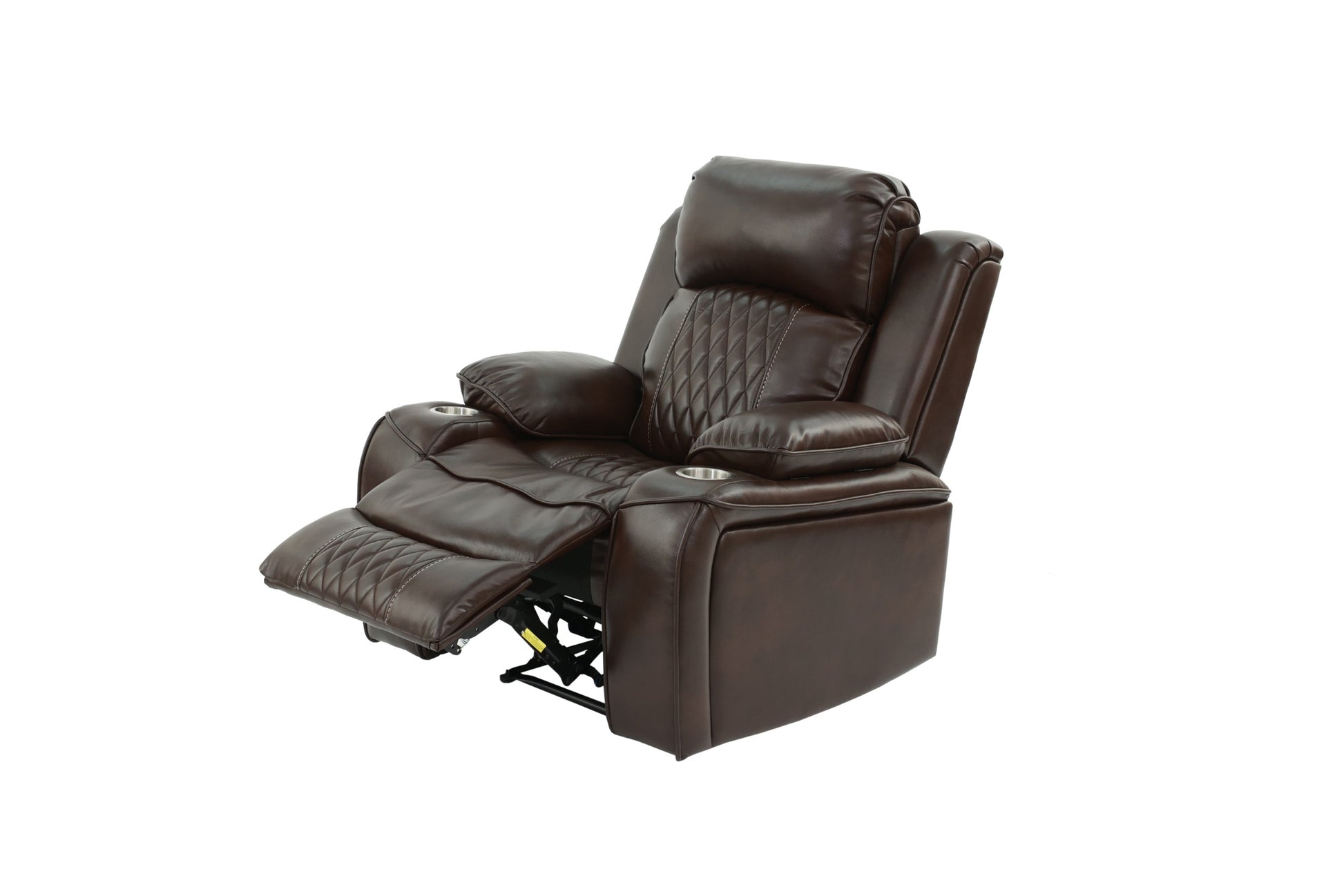 Power Motion Recliner Chair 1Pc Chair Contemporary Brown Color Gelstorage Arms W Cup Holder Living Room Furniture Brown Faux Leather Power Push Button Primary Living Space Cushion Back Contemporary,Modern Pillow Top Arms Metal & Wood