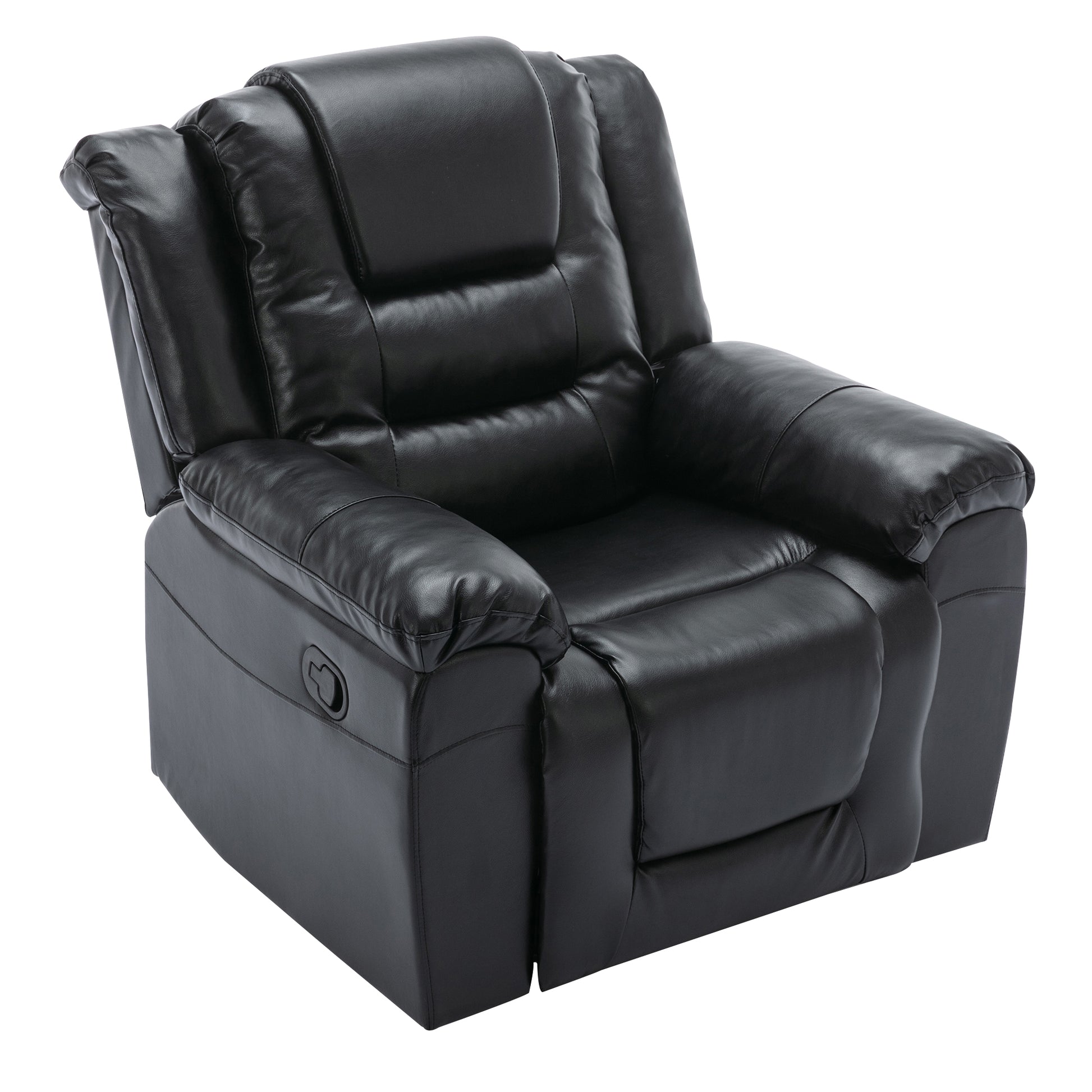 Home Theater Recliner Set Manual Recliner Chair With Wide Armrest, Two Built In Cup Holders For Living Room,Bedroom, Black Old Sku:Sg000760Aab Black Foam Pu Leather