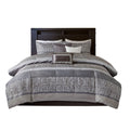 7 Piece Jacquard Comforter Set Grey Taupe Cal King California King Grey Taupe Polyester