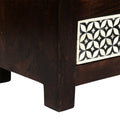 Wooden 3 Drawer Bone Fitted Nightstand Black Dark Walnut Wood