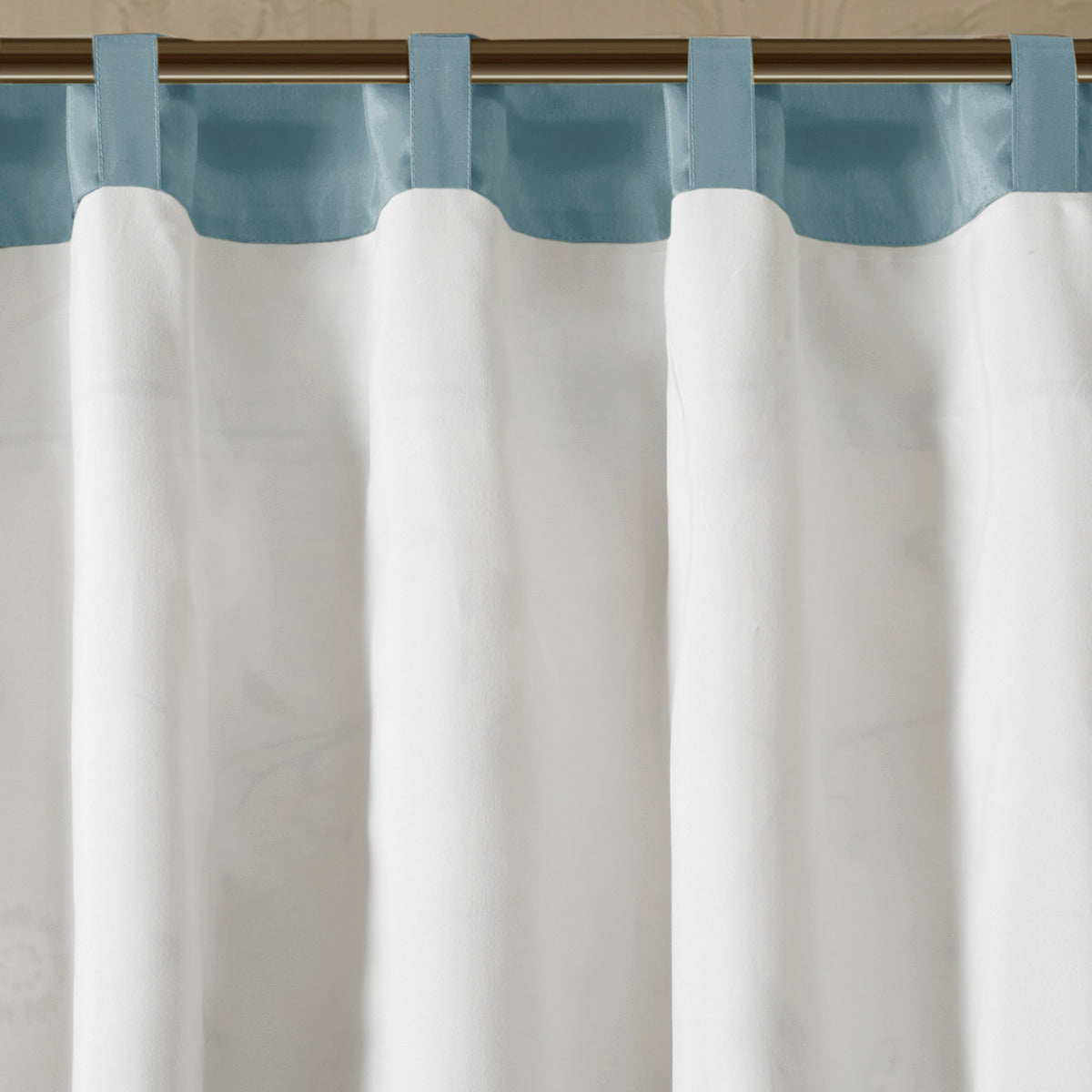 Embroidered Window Valance Blue 50X18" Blue Polyester