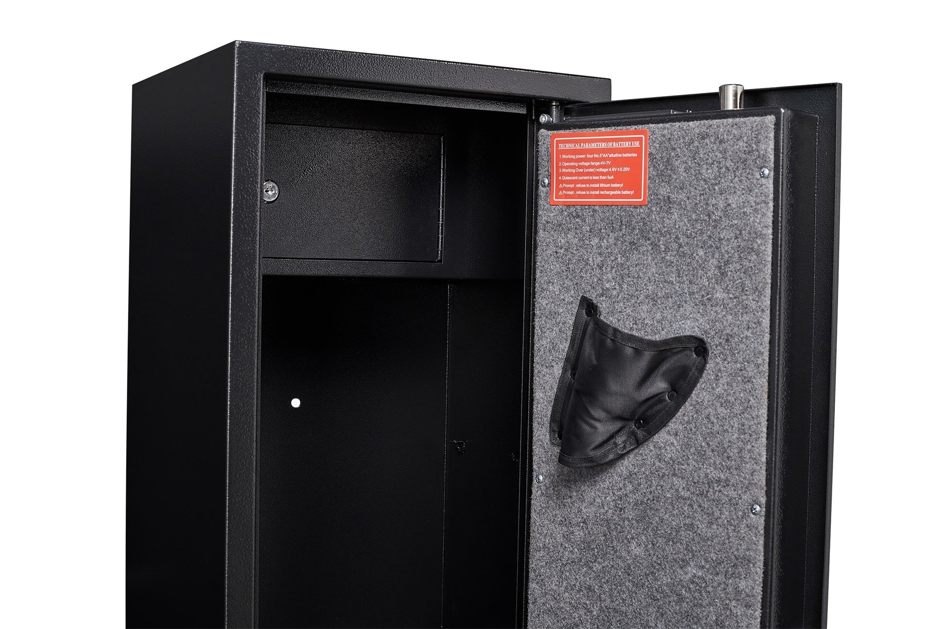 Large Black Steel Cabinet, With Smart Combination Lock, Smart Alarm, Led Lights, Dividers And Pouches, Is Anti Smashing. Black Steel