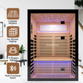 Luxury Double Sauna Room Black Natural Wood Paper Glass