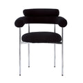 Upholstered Armchair Dining Chairs With Metal Legs Set Of 2 ,Black Black Fabric Metal