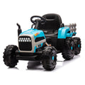 Ride On Tractor With Trailer,24V Battery Powered Electric Tractor Toy, 200W*2Motor 1.86 4.97Mph Remote Control,Electric Car For Kids,Three Speed Adjustable,Usb,Mp3 ,Bluetooth,Led Light, Safety Belt. Blue 50 99 Lbs Polypropylene