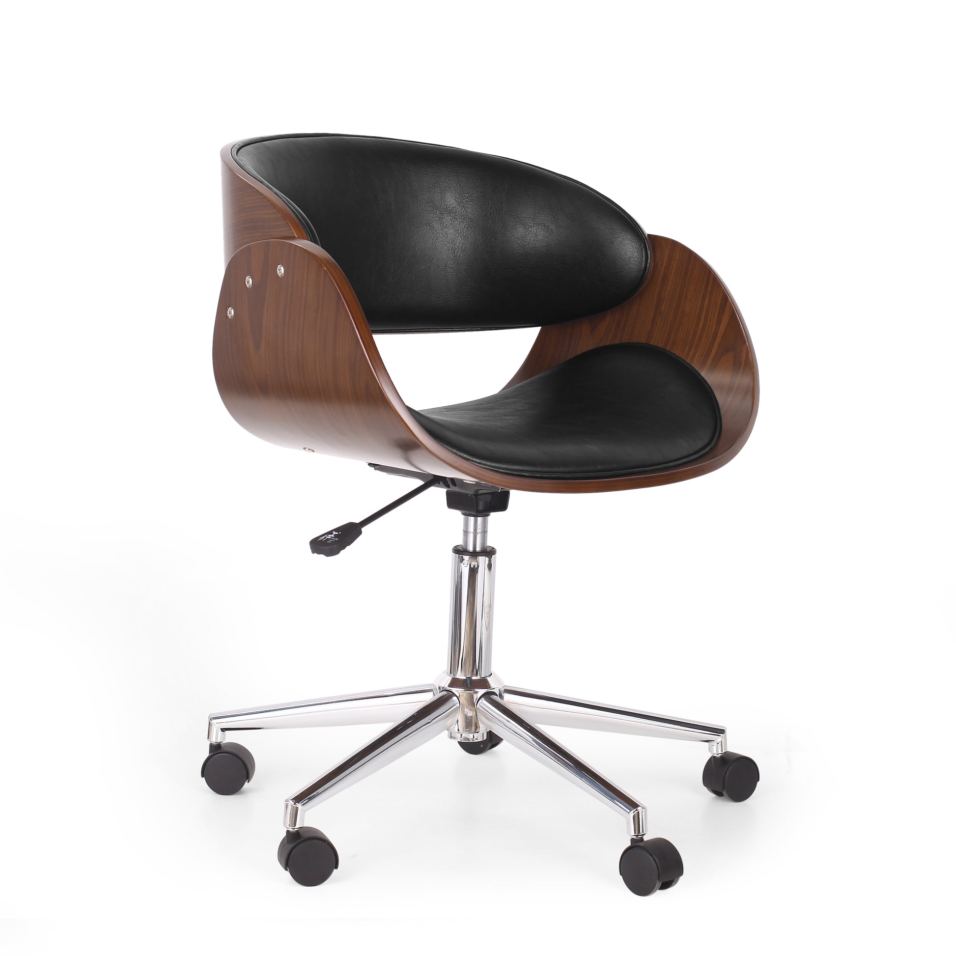 Office Chair Black Dark Walnut Pu